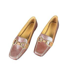 Cole Haan Brown Loafers with Gold Accents